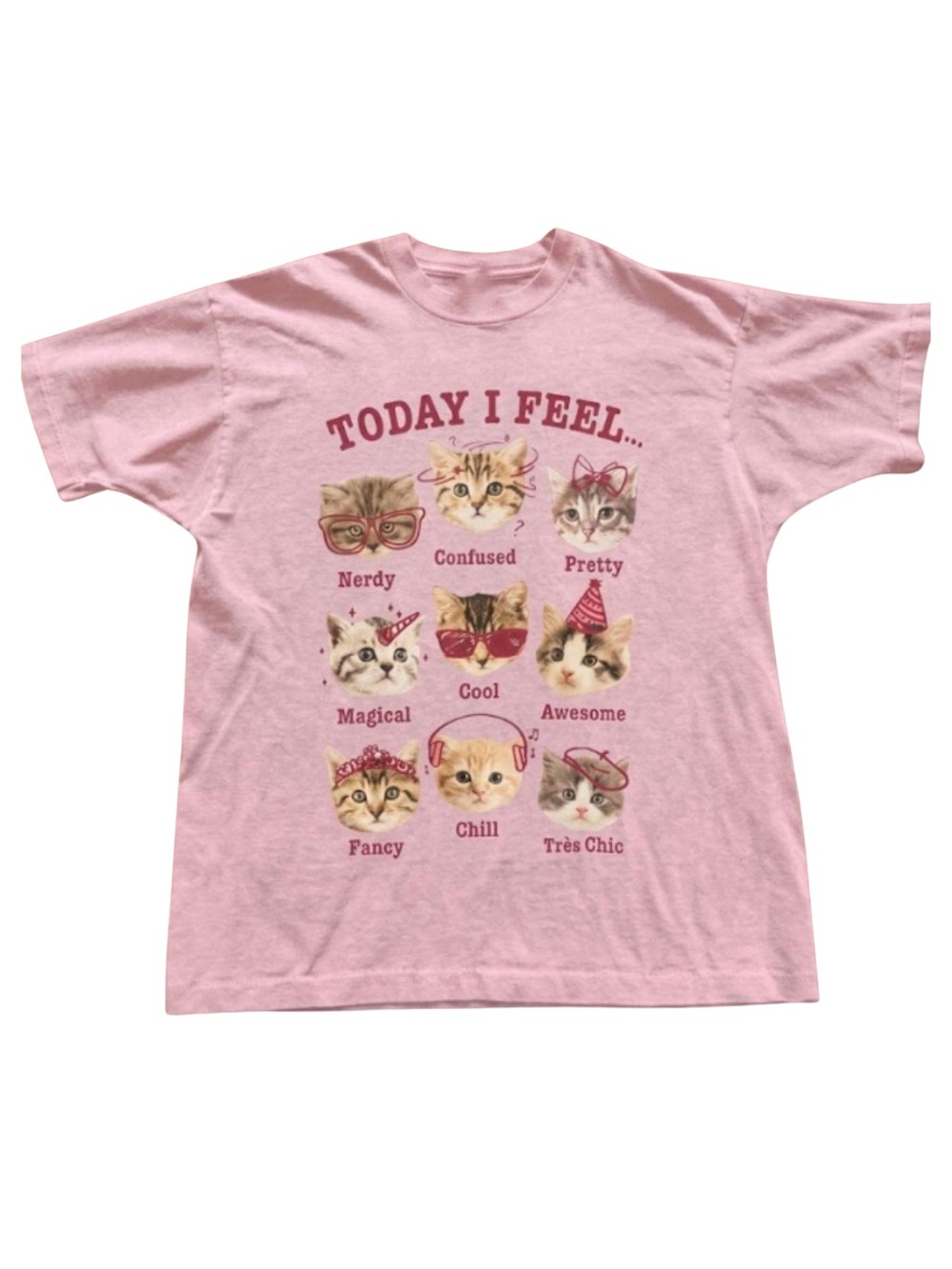 Gildan Cute Pink "Today I Feel" Cat Graphic Tee